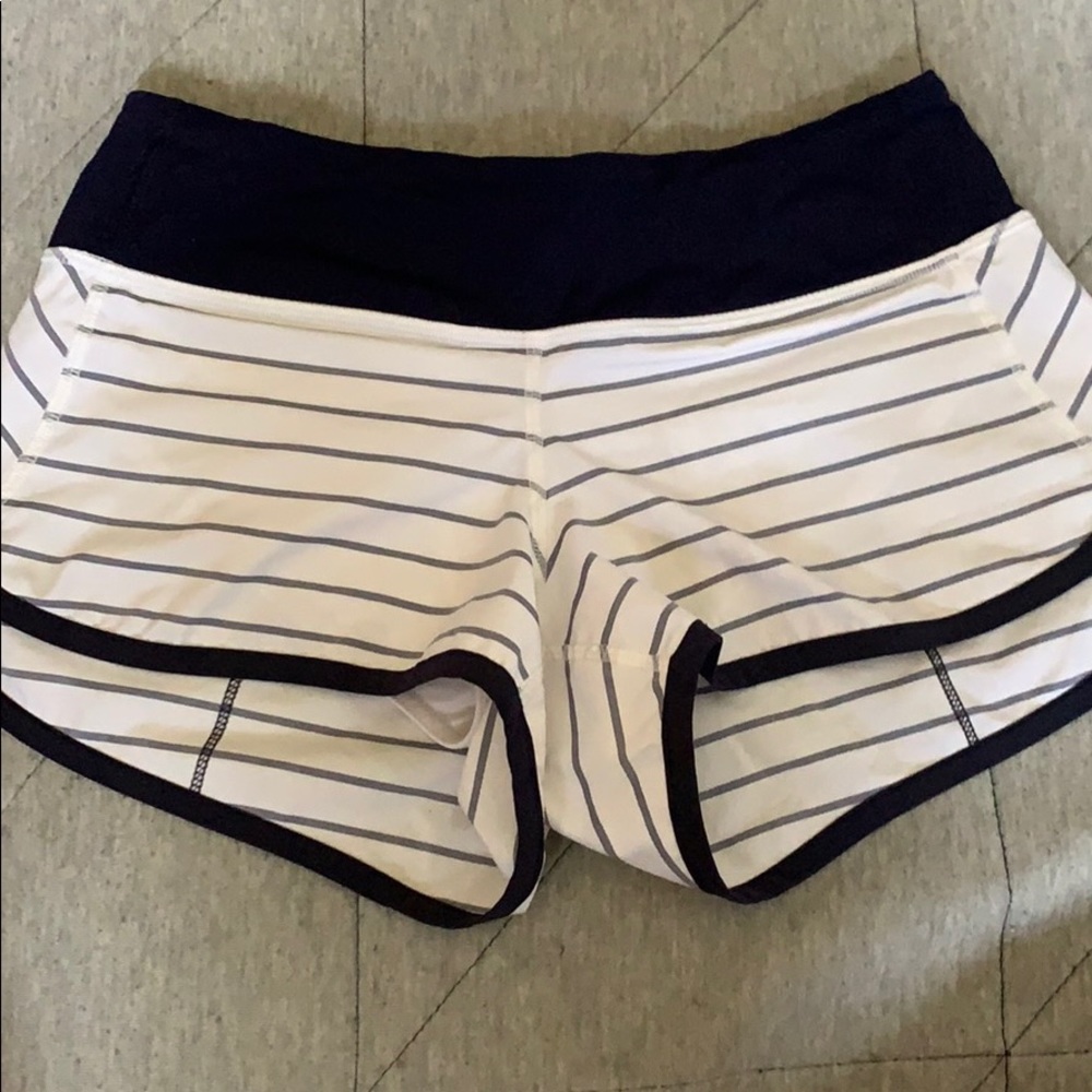 White and grey stripped athletic short